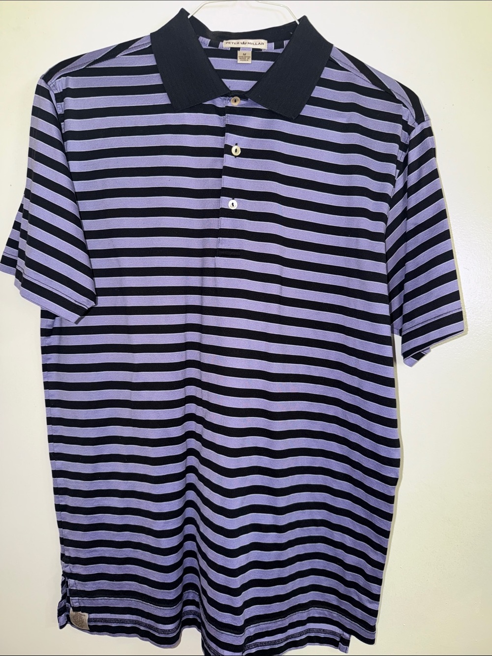 Peter Millar Black & Lavender Striped Polo